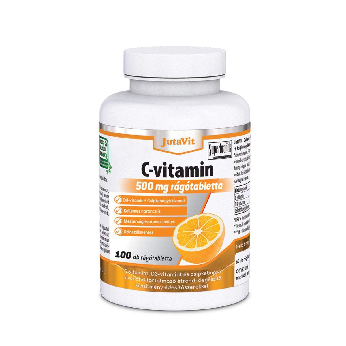 JutaVit C-vitamin 500mg Narancs ízű rágótabletta 100 db.