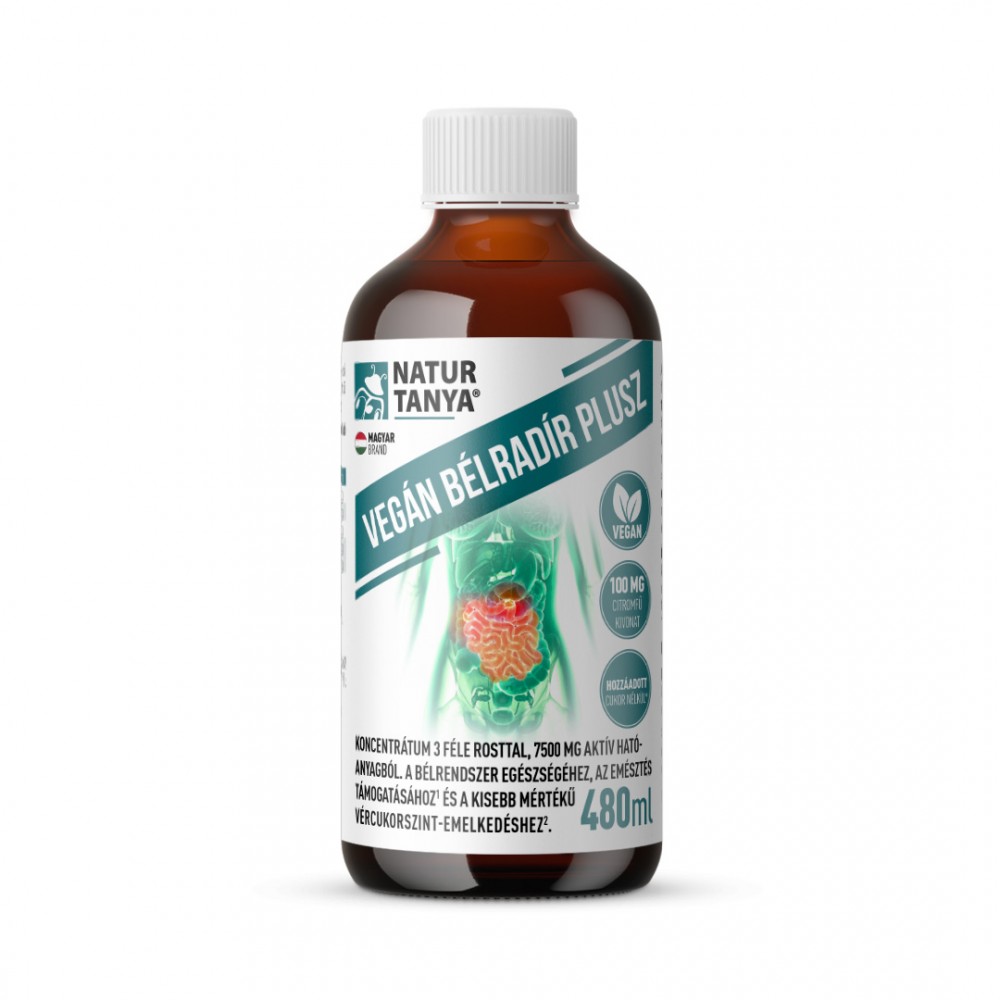 Natur Tanya VEGÁN BÉLRADÍR PLUSZ - folyékony koncentrátum 3 féle rosttal, 7500 mg aktív hatóanyagból  480ml
