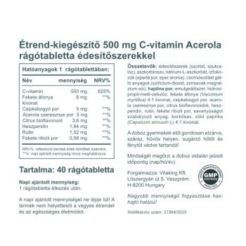 Vitaking Acerola C-500 Epres ízben 40db 2.Kép
