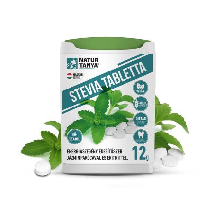 Natur Tanya Stevia tabletta (Édesfű, Jázminpakóca) Mellékíz-mentes, természetes édesítőszer. 200DB