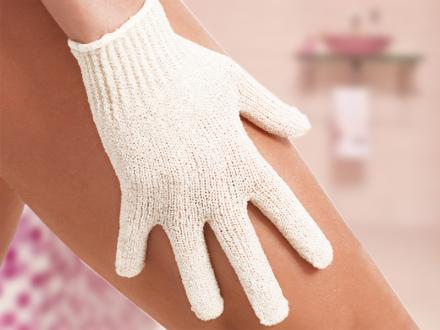 Natur Tanya 5 ujjas Masszázskesztyű arcra, testre (1 PÁR)  serkenti a vér- és nyirokkeringést, leradírozza az elhalt hámsejteket