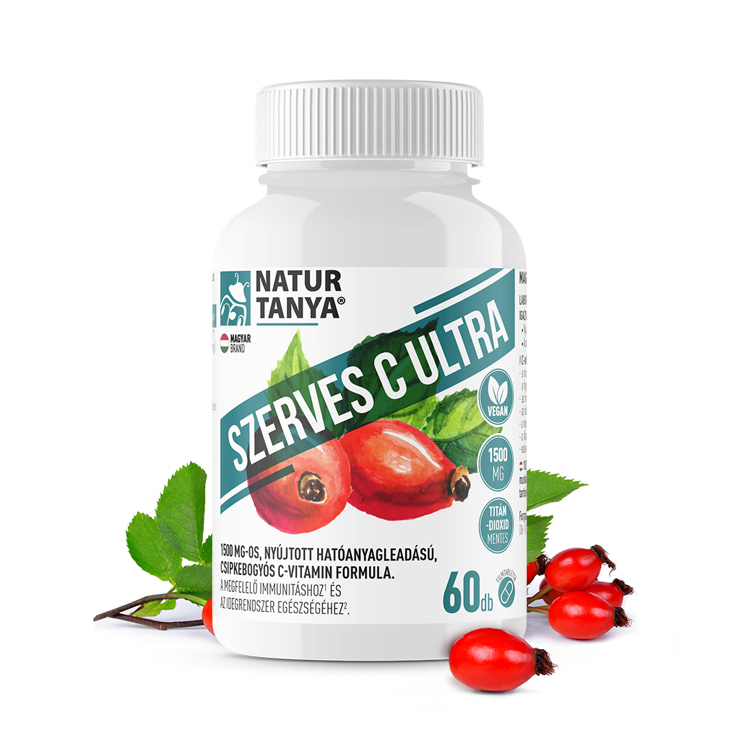 Natur Tanya Szerves C Ultra - 1500 mg Retard C-vitamin, csipkebogyó kivonattal titán-dioxid mentes formula 60db