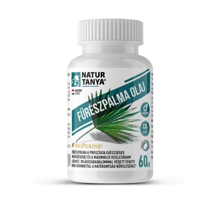 Natur Tanya FŰRÉSZPÁLMA OLAJ (Szabalpálma, Saw palmetto) - Világszabadalommal védett BioPerine fekete borssal, természetes vegyes tokoferolokkal és MCT olajjal 60db