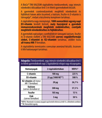 BioCo Tini Kalcium rágótabletta cseresznye ízű 90 db 2.Kép