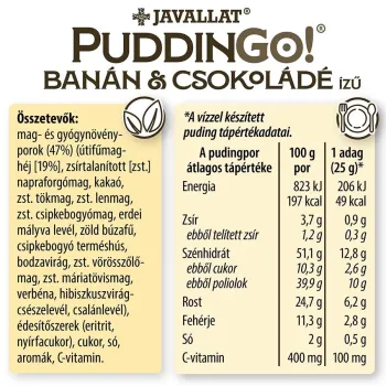 Javallat PuddinGo! Banán és csokoládé ízű instant pudingpor 300g 2.Kép