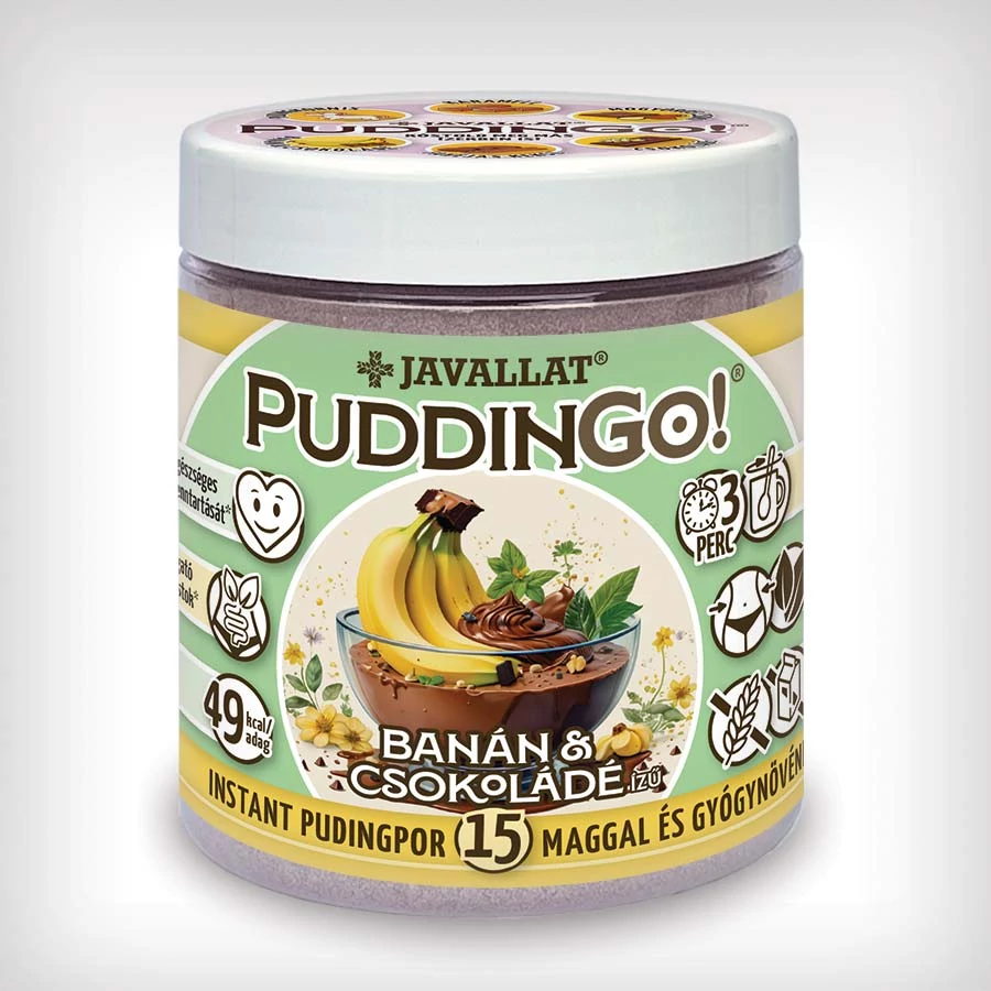 Javallat PuddinGo! Banán és csokoládé ízű instant pudingpor 300g
