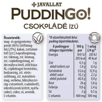 Javallat PuddinGo! Csokoládé ízű étrend-kiegészítő pudingpor 300g 2.Kép