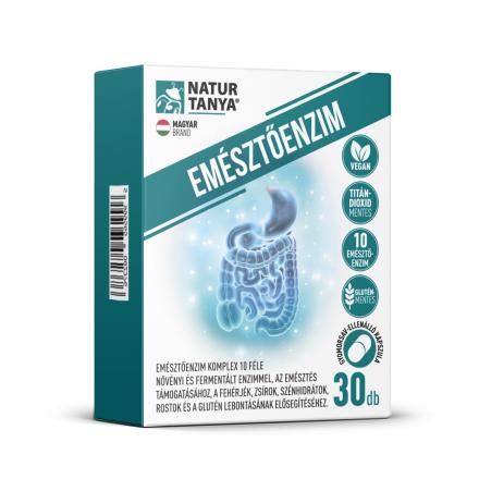 Natur Tanya EMÉSZTŐENZIM komplex  10 féle fermentált és növényi emésztő enzim, kalciummal gyomorsav-ellenálló növényi kapszulatokban 30db
