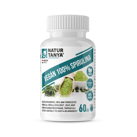 Natur Tanya Vegán 100% Spirulina - adalékanyagmentes mikroalga, vitalitás, testsúly-kontroll, emésztés. 500 mg 60db