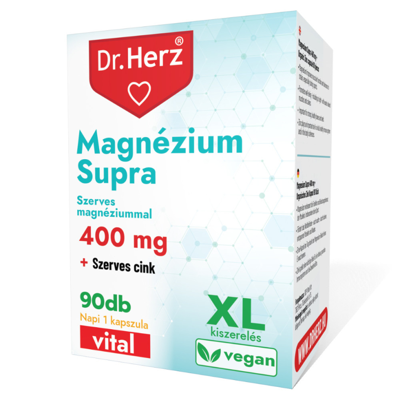 DR Herz 90 Magnézium Supra 400 mg + Szerves Cink kapszula DOBOZ XL