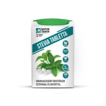 Natur Tanya Stevia tabletta (Édesfű, Jázminpakóca). Energiaszegény édesítőszer sztéviával és eritrittel. 200 db Kép
