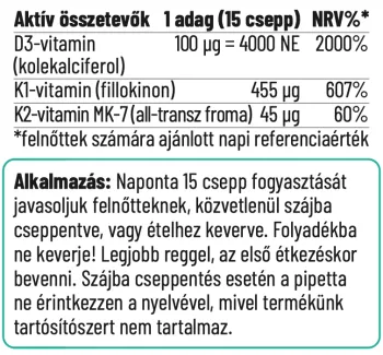 Nordvital  D3 (4000Ne)+K2 csepp 30ml - 60 adag 2.Kép
