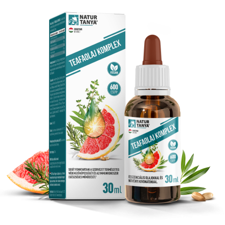 Natur Tanya TEAFAOLAJ KOMPLEX 30 ML - Teafa olaj, kakukkfű olaj, rozmaring olaj, grapefruitmag és hosszú bors kivonatok, csepp formában 30ml